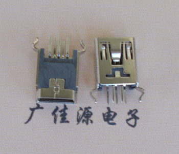 镇江MINI USB5p母座|B型口180度|直插弯脚