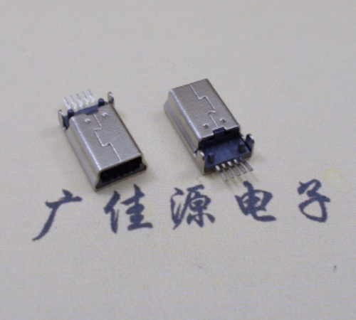 镇江MINI USB公头 5pin端子贴板带柱 10.7mm体长