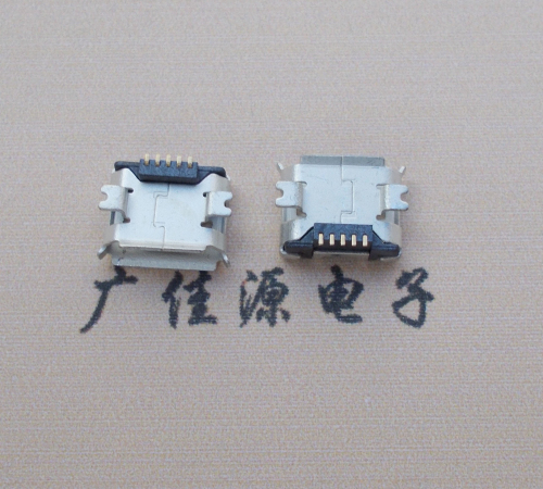 镇江Micro USB 5PIN接口,B型垫高0.9mm鱼叉脚贴片雾锡卷边