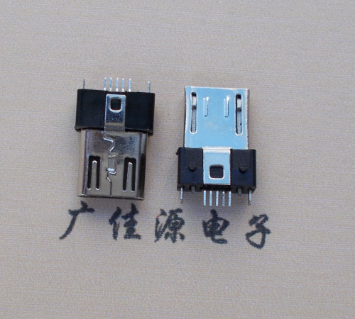 镇江MICRO USB 5P公头B型SMT贴板带柱